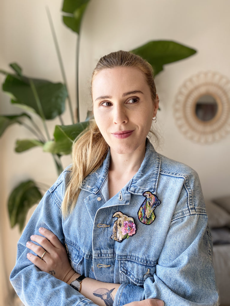 Handmade Embroidered Brooch – Rainbow Galgo Memorial