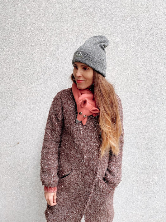 Dusty Pink Fox Scarf from Organic Cotton | Handmade