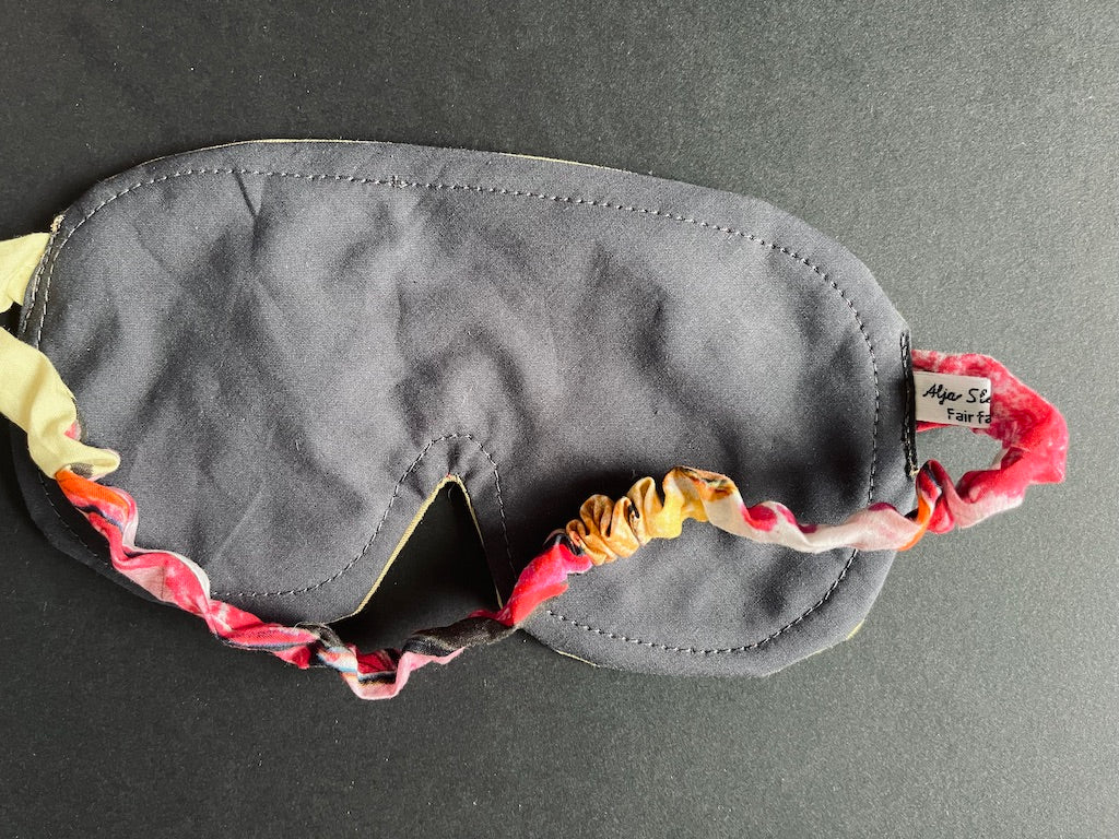 Handmade Sleep Mask in Bronze – Hand-Embroidered Eyes Closed (Multicolor)