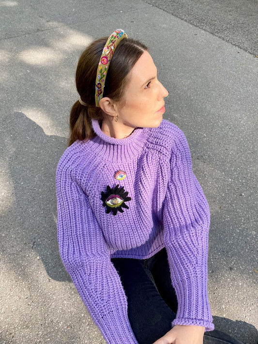 Handmade Embroidered Headband – Flowers (Golden Yellow)