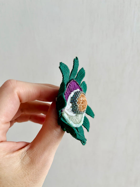 Handmade Embroidered Brooch – Eye with Croatian Sea Stone