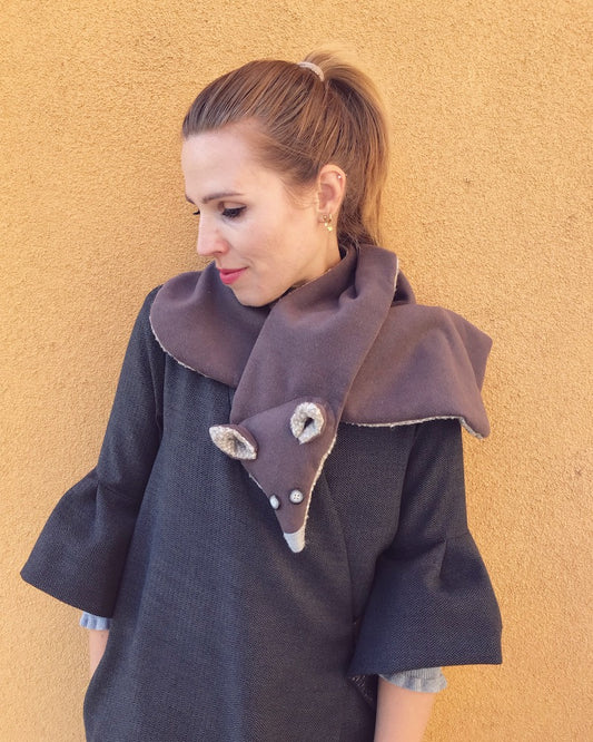 Fox Scarf in Mocca Brown – White Button Eyes