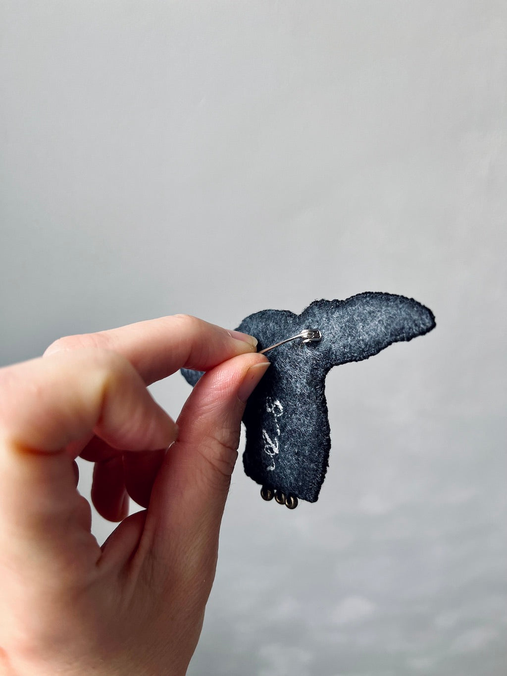 Handmade Embroidered Brooch – Black Galgo