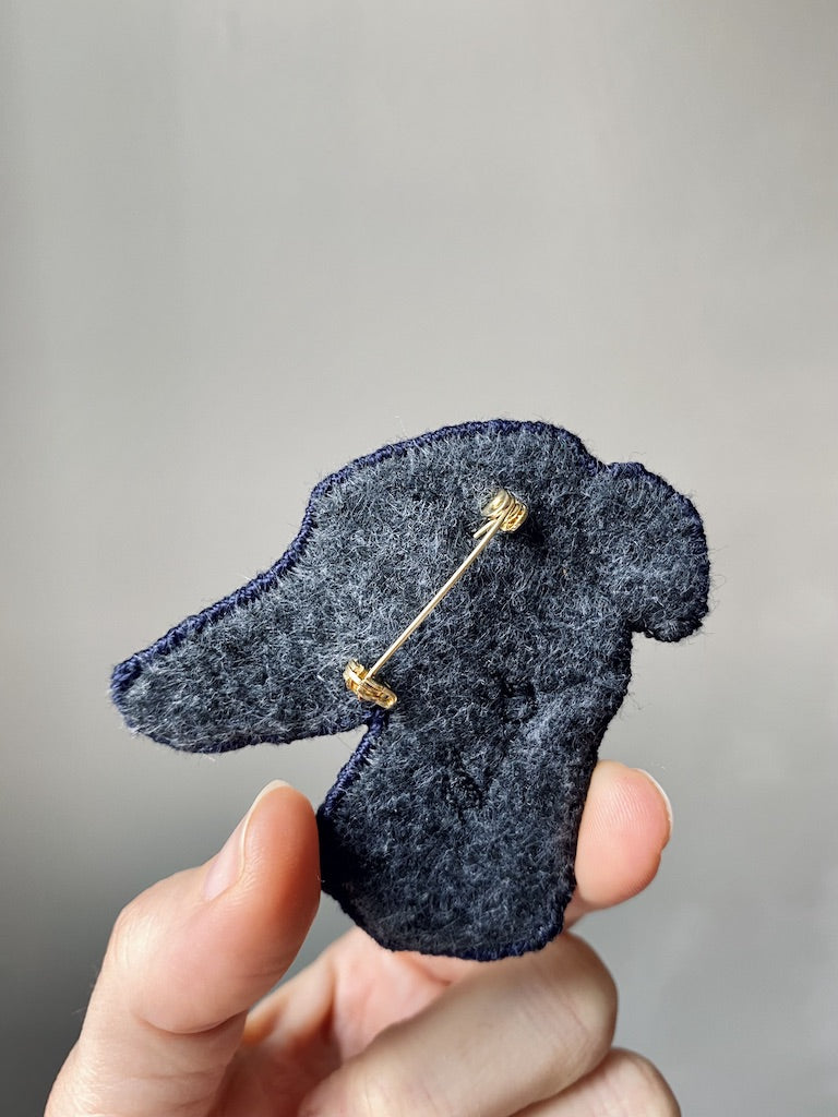 Handmade Embroidered Brooch – Black Galgo