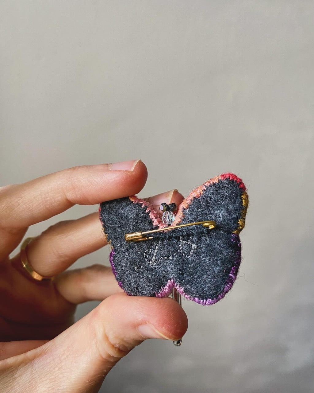 Handmade Embroidered Brooch – Tropical Butterfly