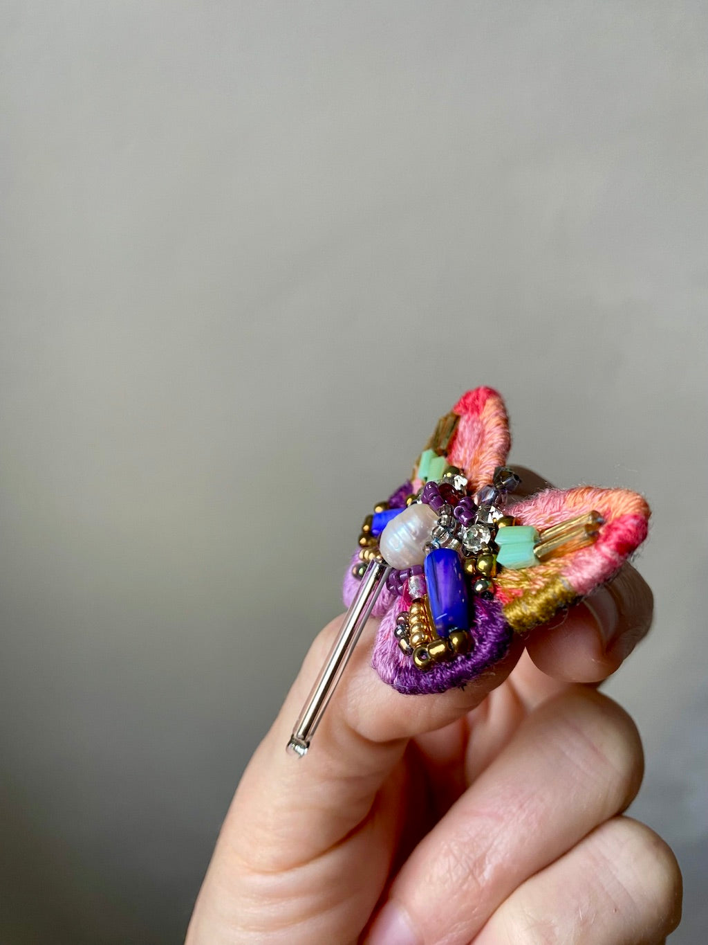 Handmade Embroidered Brooch – Tropical Butterfly