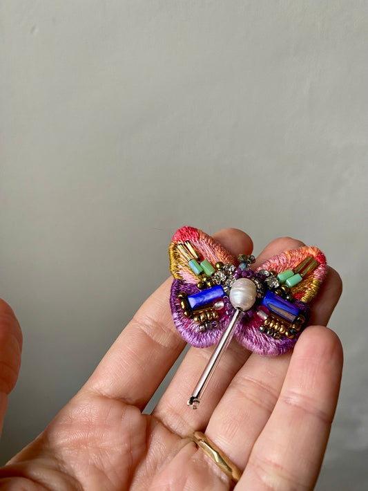 Handmade Embroidered Brooch – Tropical Butterfly