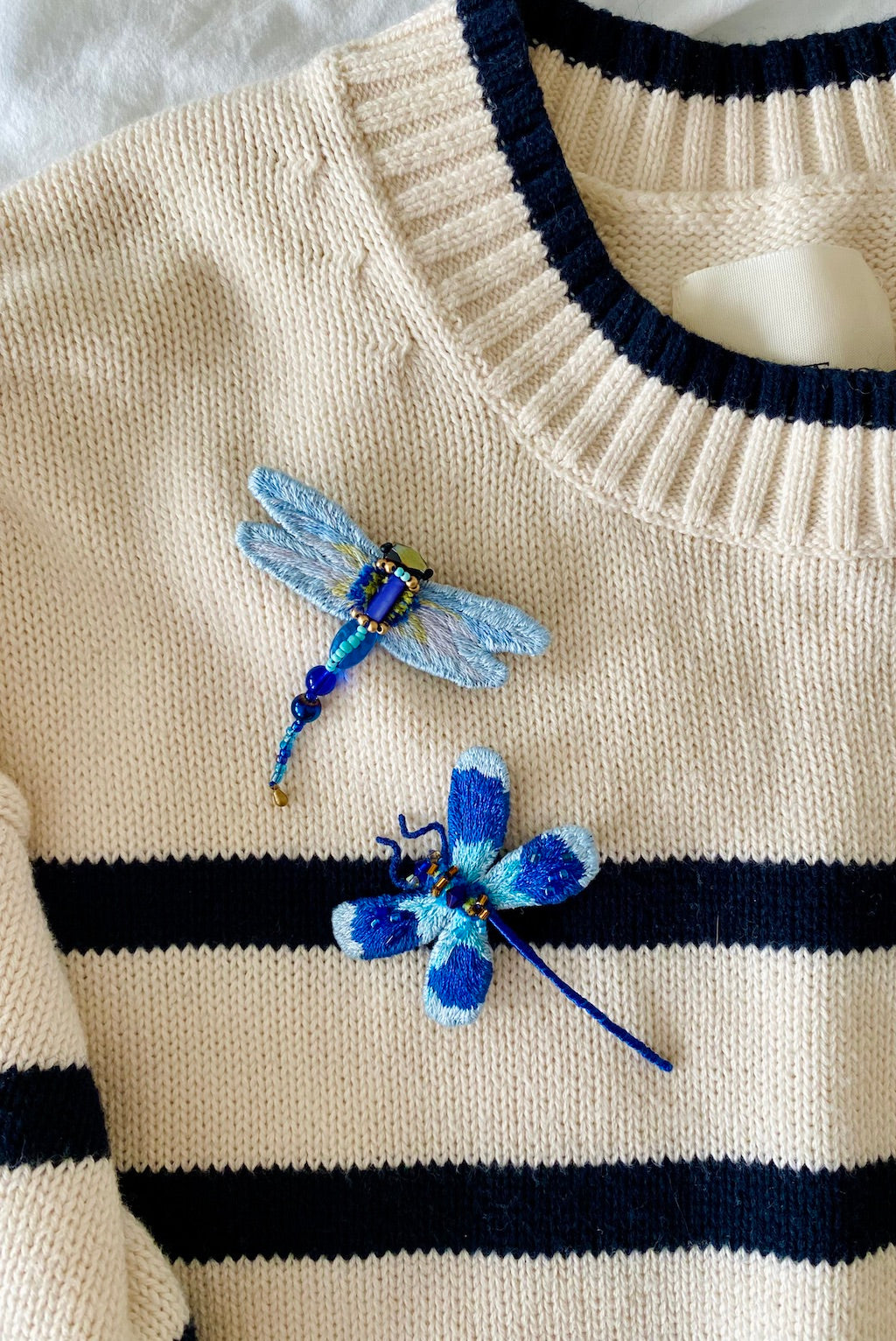 Handmade Embroidered Brooch – Deep Blue Dragonfly