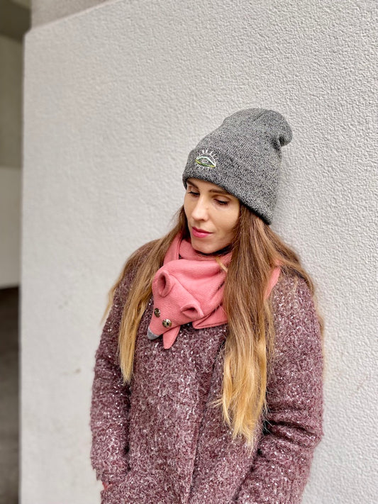 Dusty Pink Fox Scarf from Organic Cotton | Handmade