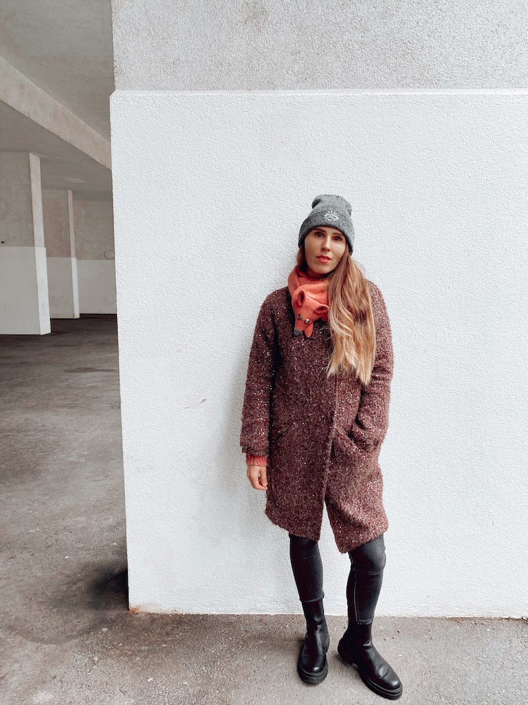 Dusty Pink Fox Scarf from Organic Cotton | Handmade