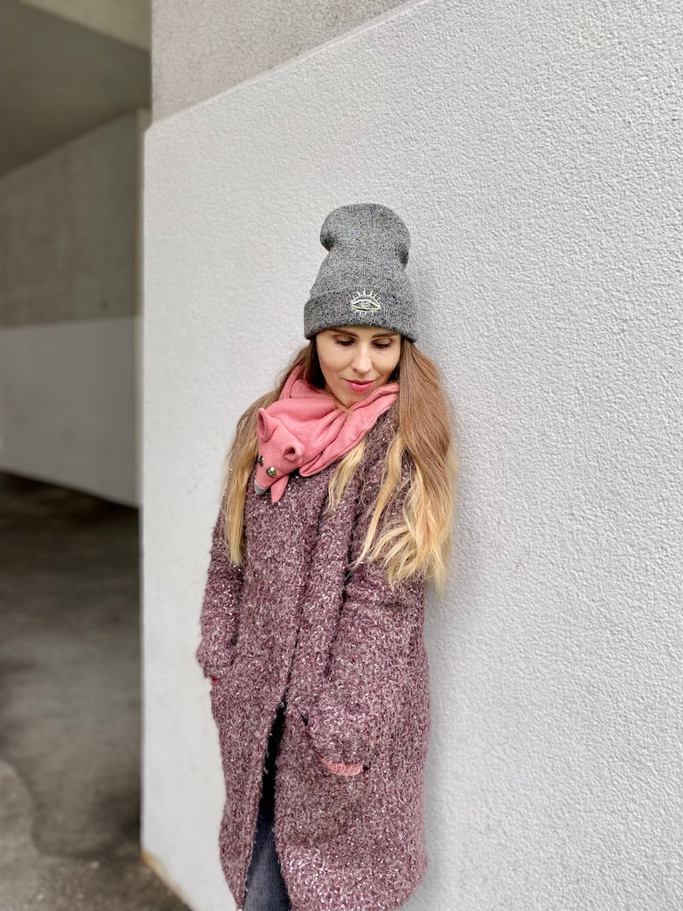 Dusty Pink Fox Scarf from Organic Cotton | Handmade