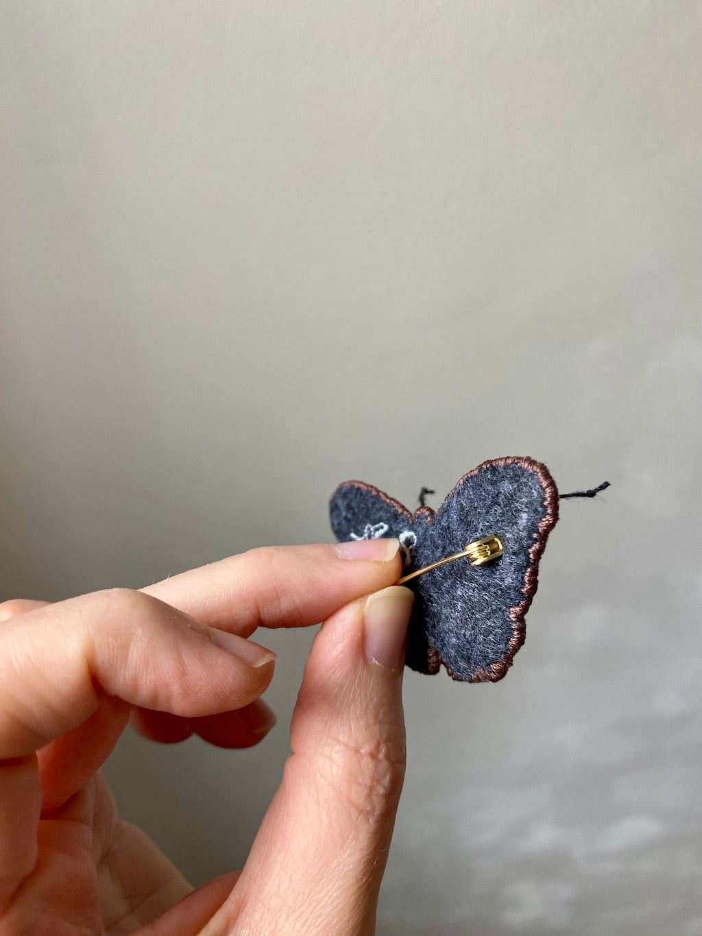Handmade Embroidered Brooch – Peacock Butterfly