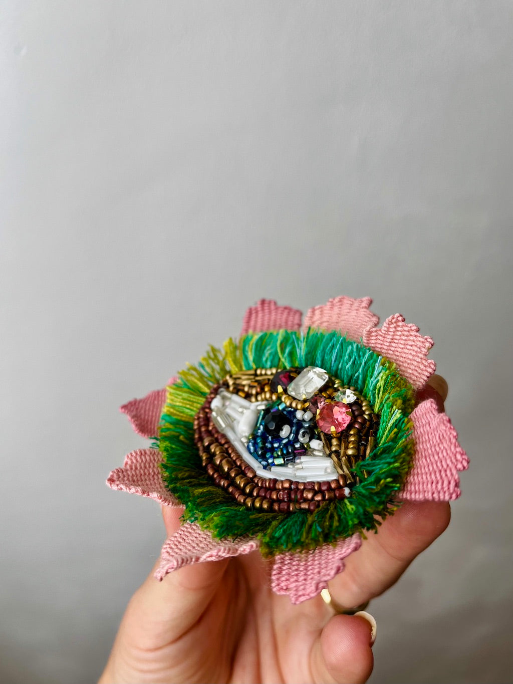 Eye in Bloom Brooch - Hand-embroidered