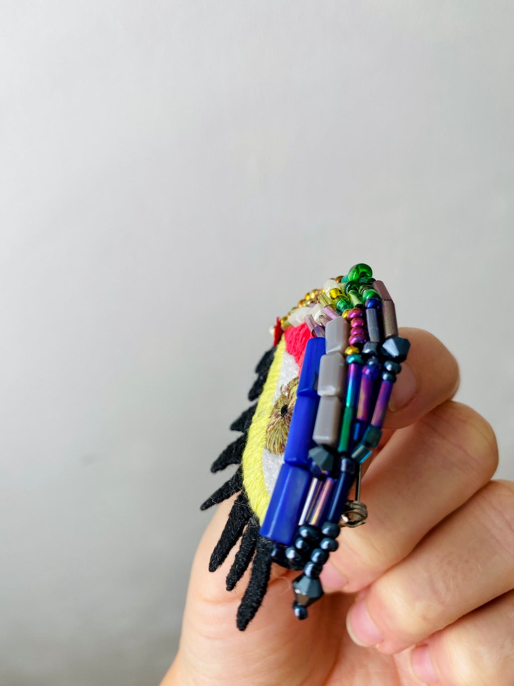 Handmade Embroidered Brooch – Rainbow Eye