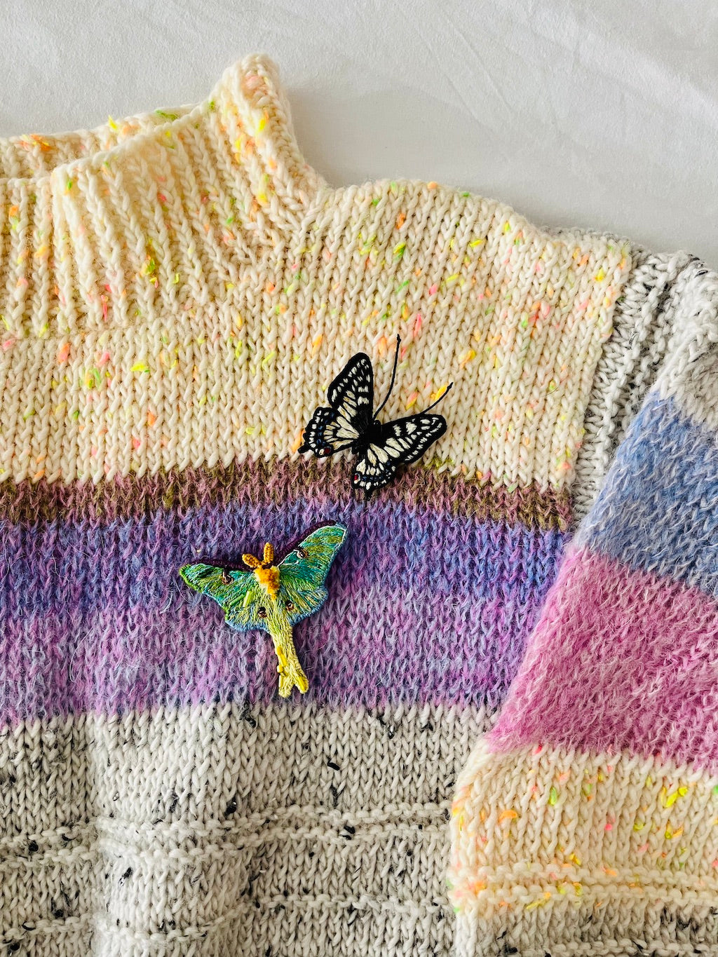 Handmade Embroidered Brooch – Green Luna Moth