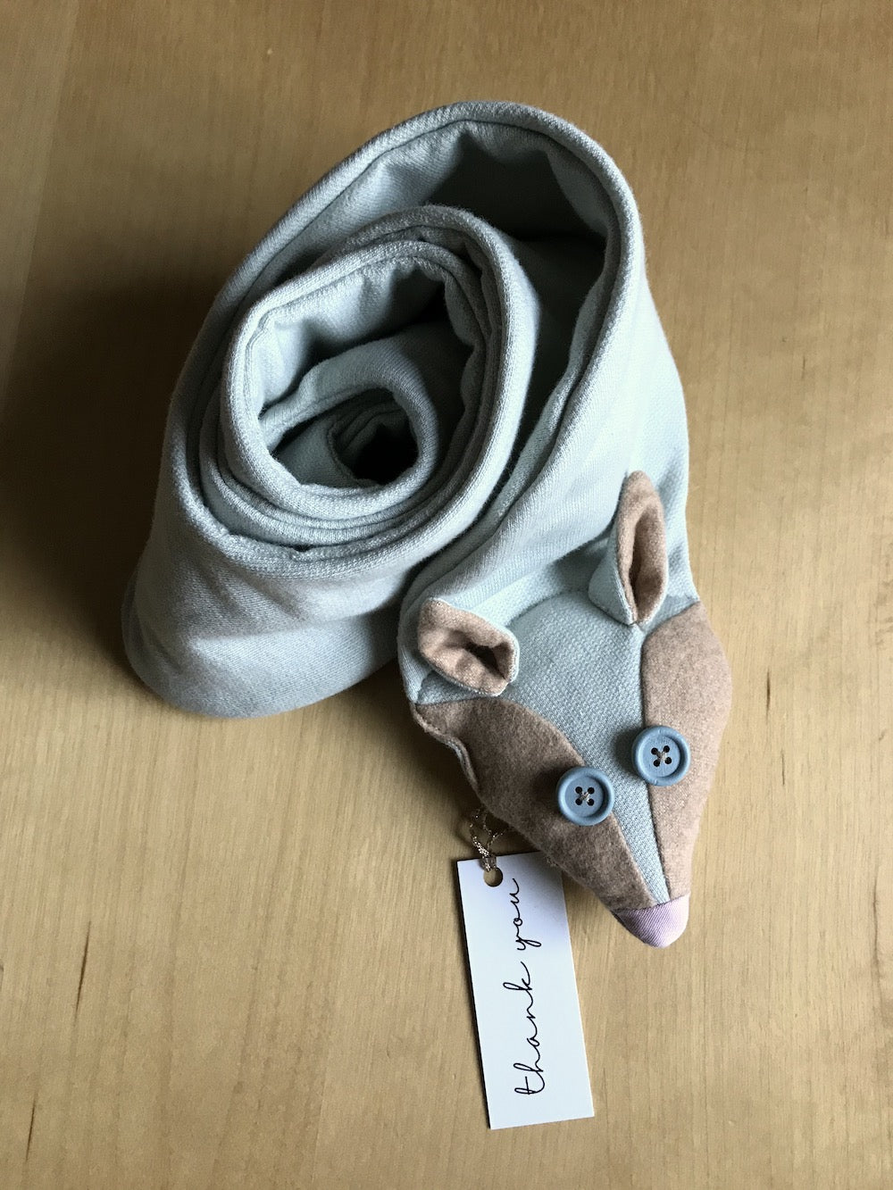 Organic Fox Scarf for Kids in Light Blue – Wooden Eyes