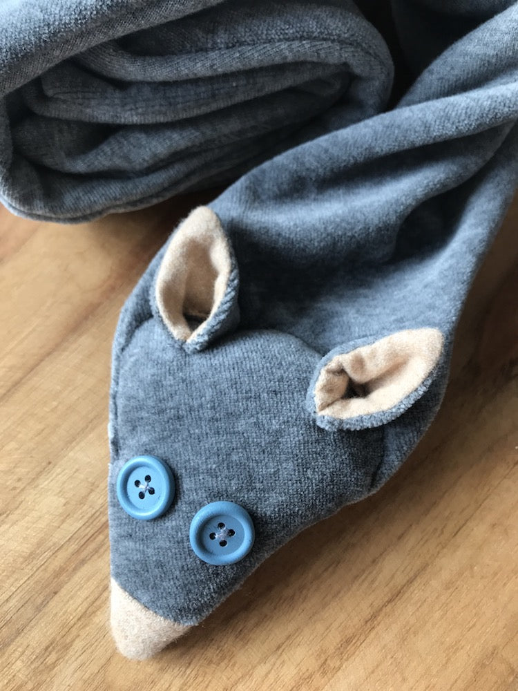 Organic Fox Scarf for Kids in Grey – Blue Eyes