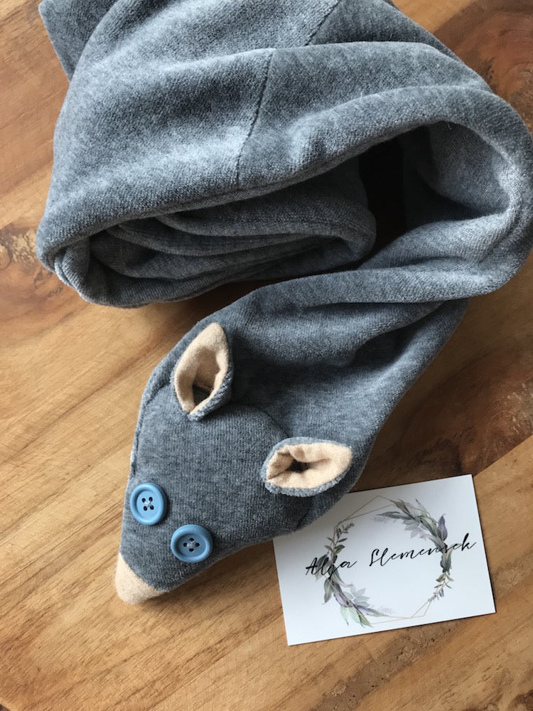 Organic Fox Scarf for Kids in Grey – Blue Eyes