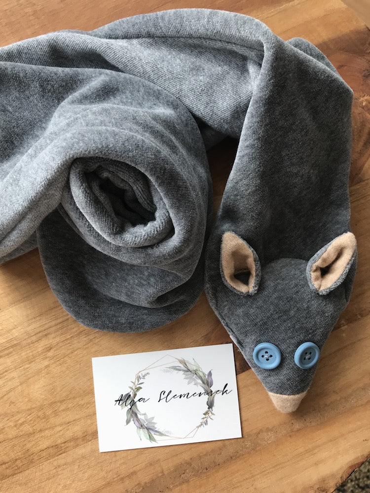 Organic Fox Scarf for Kids in Grey – Blue Eyes