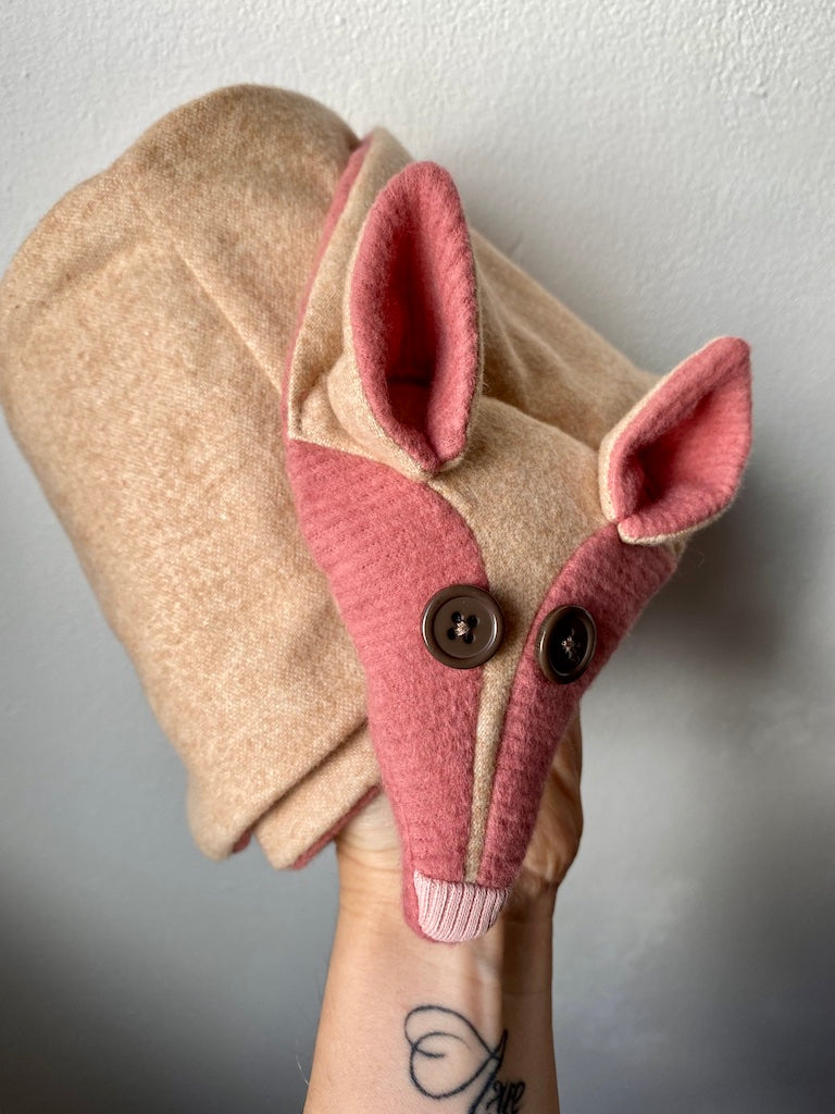 Handmade Pink Fox Scarf from Organic Cotton