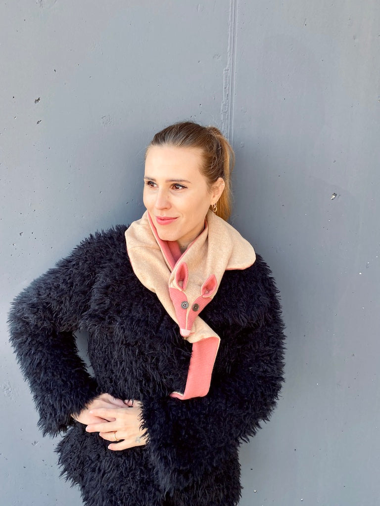Handmade Pink Fox Scarf from Organic Cotton