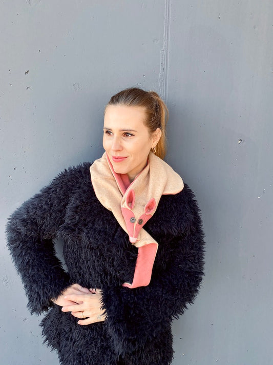 Handmade Pink Fox Scarf from Organic Cotton