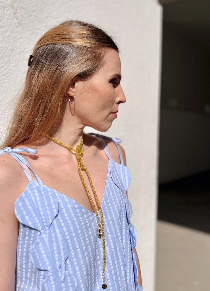 Scalloped Wave Seersucker Dress — Light Blue