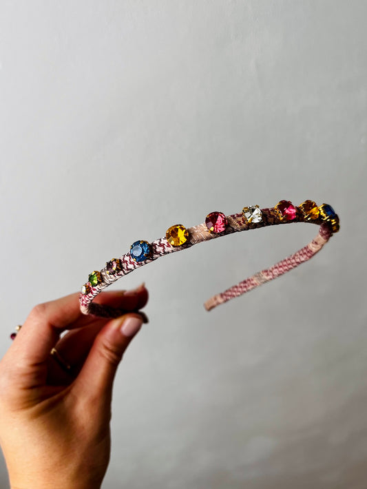 Silk Tie Headband in Blush