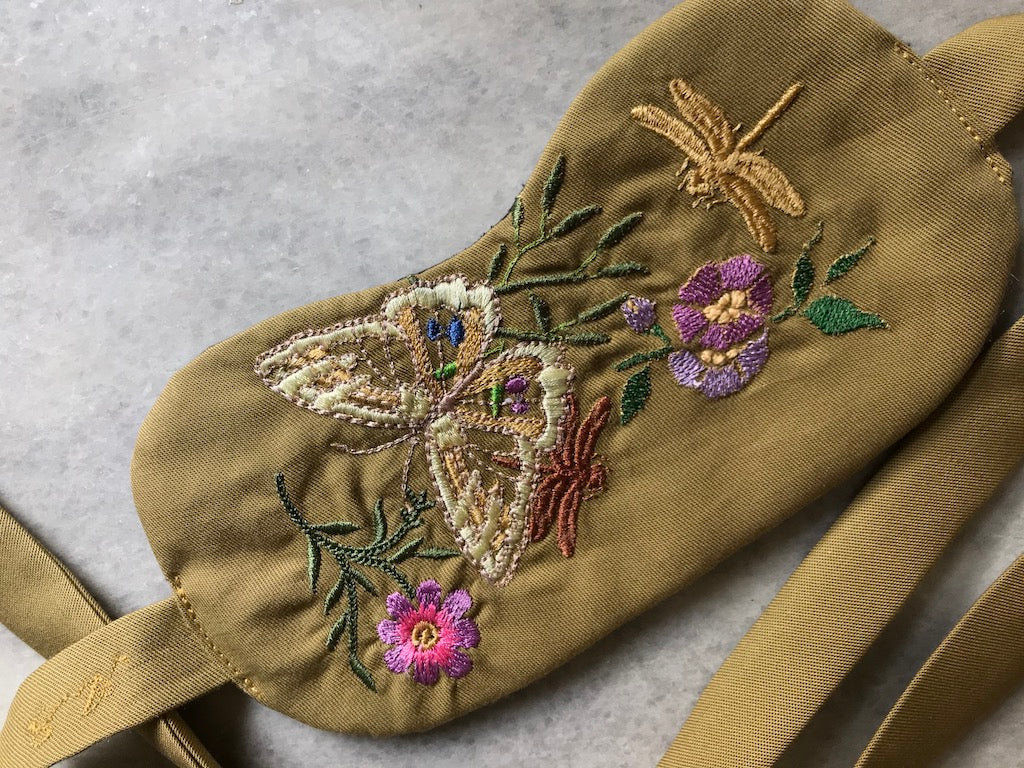 Handmade Sleep Mask – Butterfly Embroidery (Bronze)