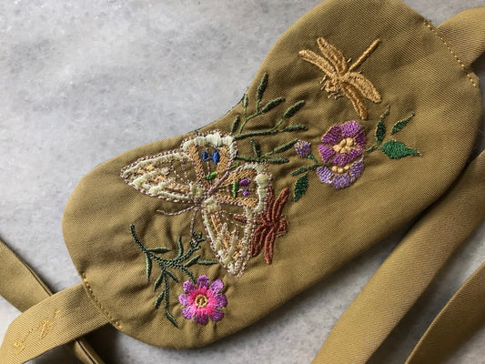 Handmade Sleep Mask – Butterfly Embroidery (Bronze)