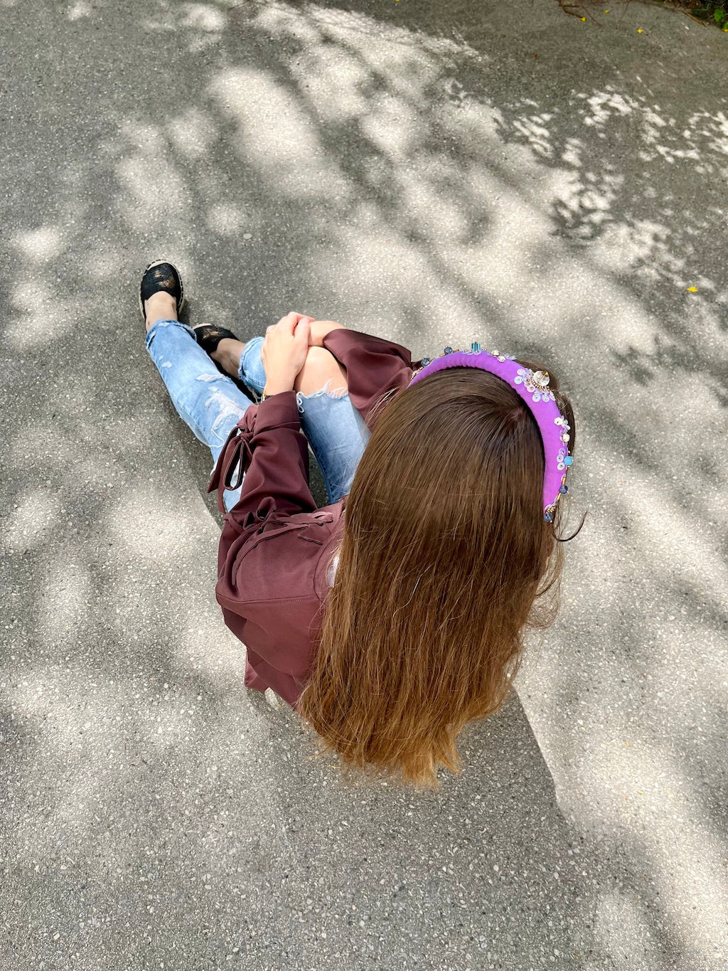 Handmade Beaded Headband – Hot Pink with Crystals