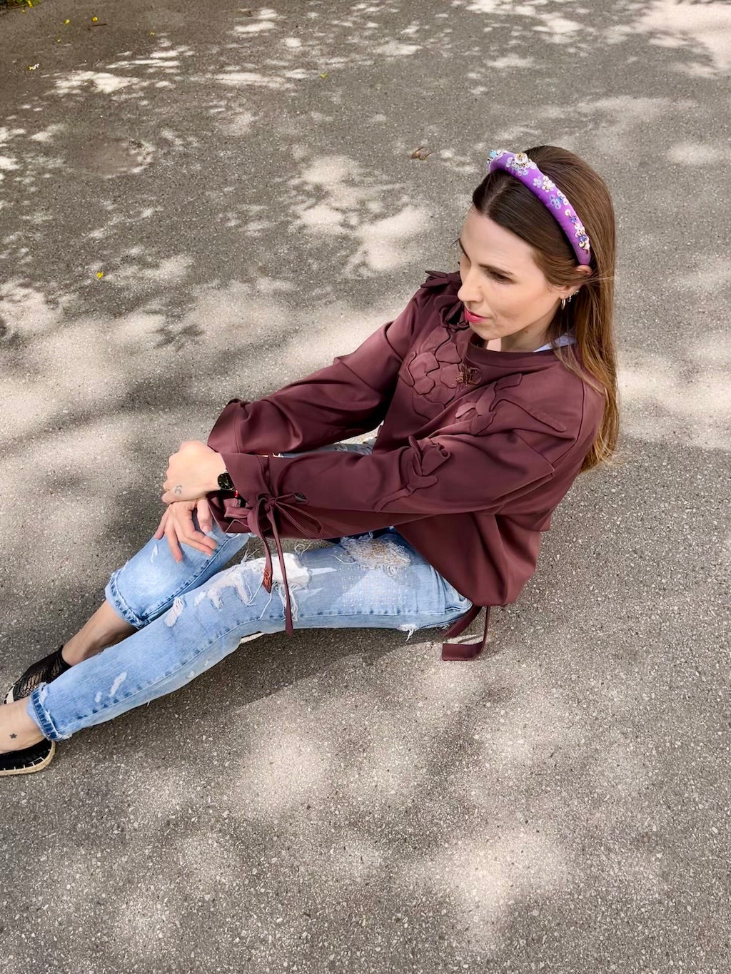 Handmade Beaded Headband – Hot Pink with Crystals