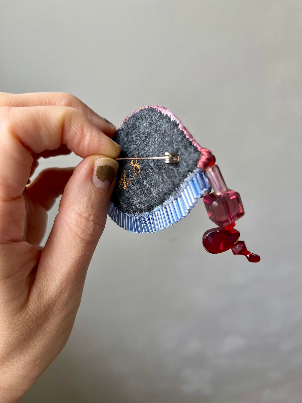 Handmade Embroidered Brooch – Eye with Multicolor Beads