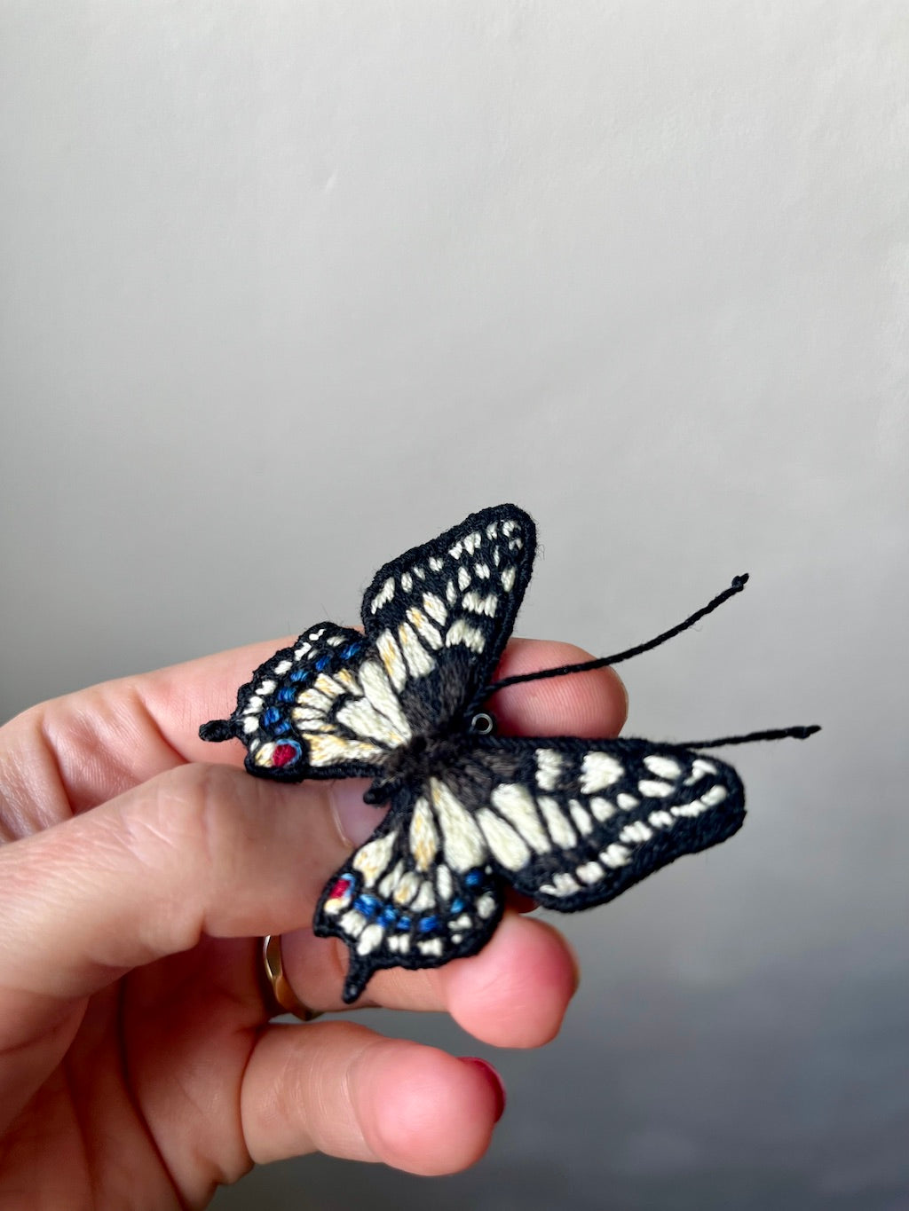 Handmade Embroidered Brooch – Swallowtail Butterfly